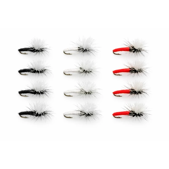 12 klinkhammer Dry Flies - Black,Red and White