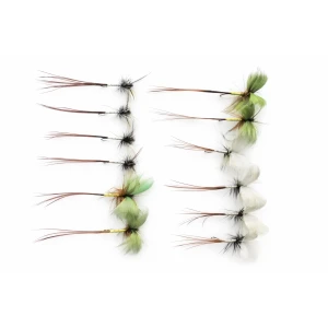 12 Mixed Barbless Mayflies, Grey, Green & Spent