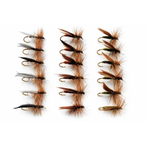 18 Barbless Sedge Flies - Silver Olive and Brown