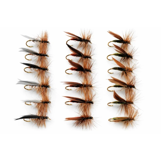 18 Barbless Sedge Flies - Silver Olive and Brown