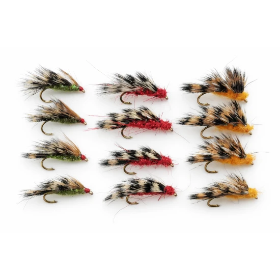 12 Barbless Sedgehogs - Red, Orange & Olive