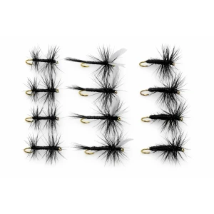 12 Barbless Dry Flies - Spider,Gnat & Knotted Midge