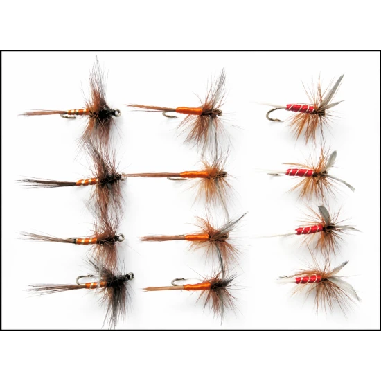 12 Dry Spinners, Orange, Sherry & Red Spinner