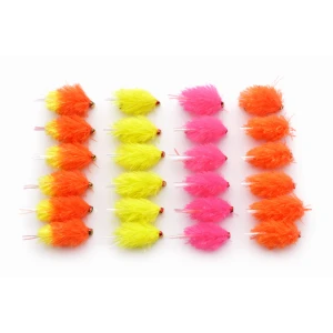 24 Barbless UV Tailed Blobs - Chartreuse, Orange, Pink, Orange/Yellow