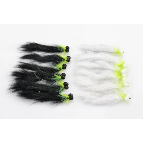12 Barbless Booby Snake Zonkers White & Black Booby