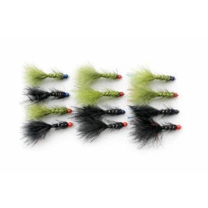 12 Barbless Hothead Flash Damsels - Olive & Black