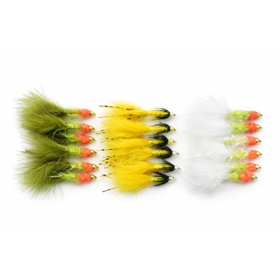 18 Barbless Goldhead Special Damsels - White, Sunburst, Deadly
