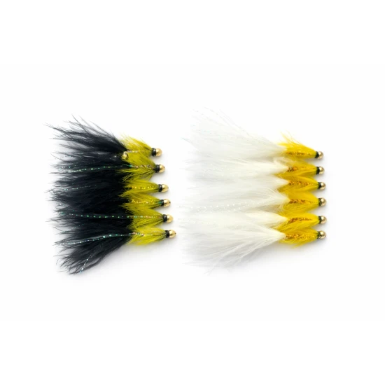 12 BARBLESS Goldhead Dancers - Black and White/Yellow