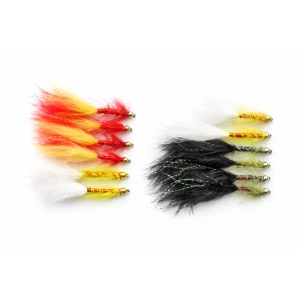 12 Barbless Goldhead Dancer, Fire, White & Black