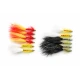 12 Barbless Goldhead Dancer, Fire, White & Black