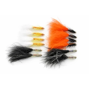 12 Barbless Goldhead Dancer, White Black & Orange