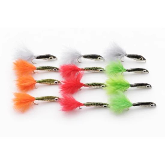 12 Barbless Epoxy Minnow - Natural, Lime, Orange & Red
