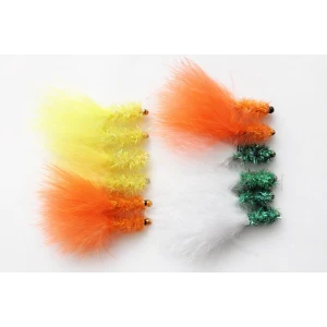 12 Barbless Goldhead Fritz,Orange,Yellow & Green White