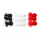 12 Barbless Goldhead Hot Blobs - Black,White & Red