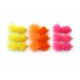 12 Barbless Goldhead Hot Blobs - Orange Pink & Yellow