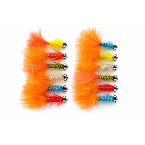 12 Barbless Humungous - Mixed Orange Tails