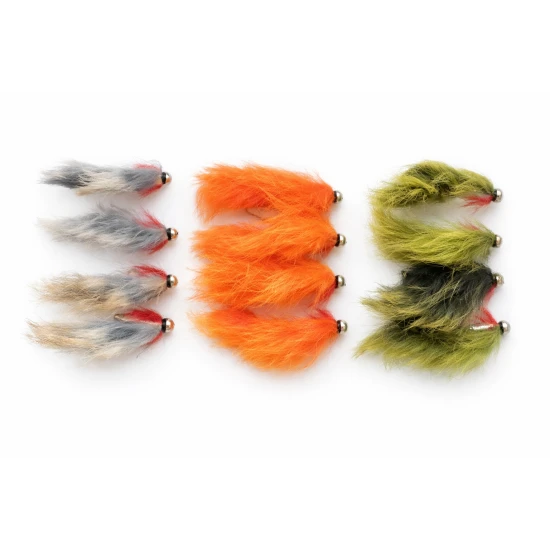 12 Barbless Goldhead Zonkers,Olive,Orange,Natural