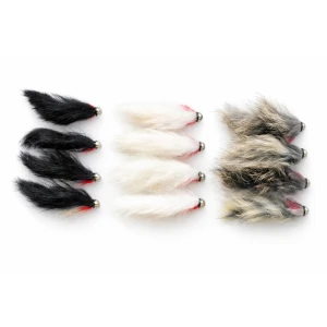 12 Barbless Goldhead Zonkers,White & Natural,Black
