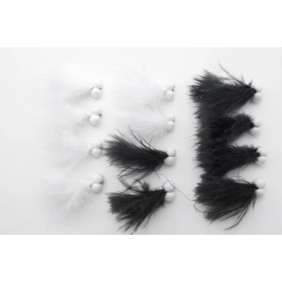12 Barbless Booby Cats Whiskers - Black and White