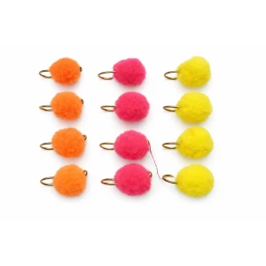 12 BARBLESS Chenille Eggs - Pink, Orange & Yellow