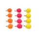 12 BARBLESS Chenille Eggs - Pink, Orange & Yellow