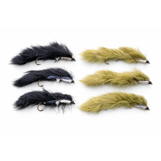 6 Barbless Snake Zonkers -Black & Olive