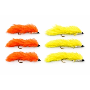 6 Barbless Snake Zonkers -Orange  & Yellow