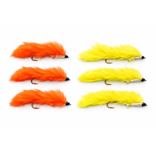 6 Barbless Snake Zonkers -Orange  & Yellow