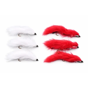6 Barbless Snake Zonkers - Red & White