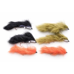 6 Barbless Snake Zonkers - Black,Olive & Orange