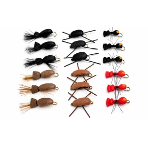 18 Dry Flies - Beetles and Foam Ants inc Ants and Standard and Gum