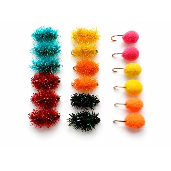 18 Egg Flies, Great colour range - unweighted