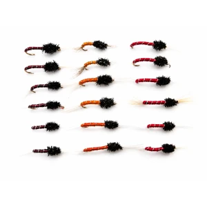 18 Standard Thorax Buzzers - Claret,Red & Orange