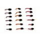 18 Standard Thorax Buzzers - Claret,Red & Orange