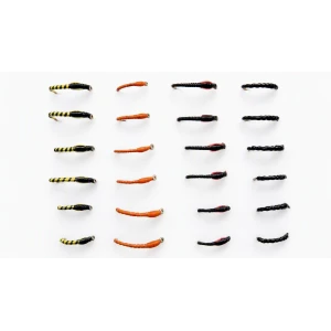 24 Buzzer Flies, Tiger, Orange & Flexi, Red Cheek