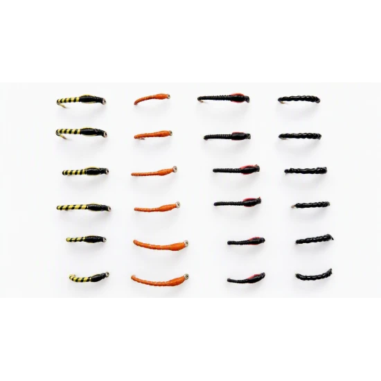 24 Buzzer Flies, Tiger, Orange & Flexi, Red Cheek