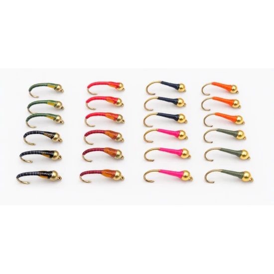 24 Goldhead Buzzer Flies Stripe & SBK