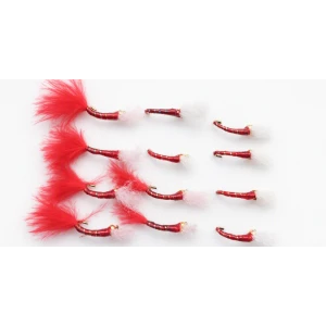 12 Goldhead Buzzer - Glass Epoxy Red and Red Marabou