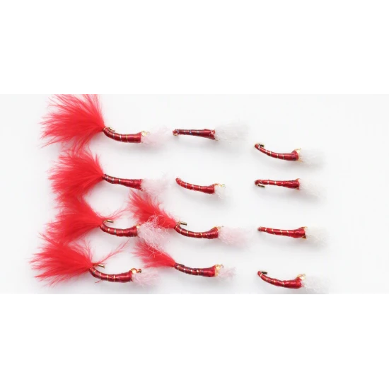 12 Goldhead Buzzer - Glass Epoxy Red and Red Marabou