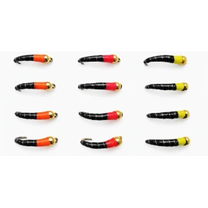 12 Goldhead Okey Dokey - red,orange, yellow - Blacks