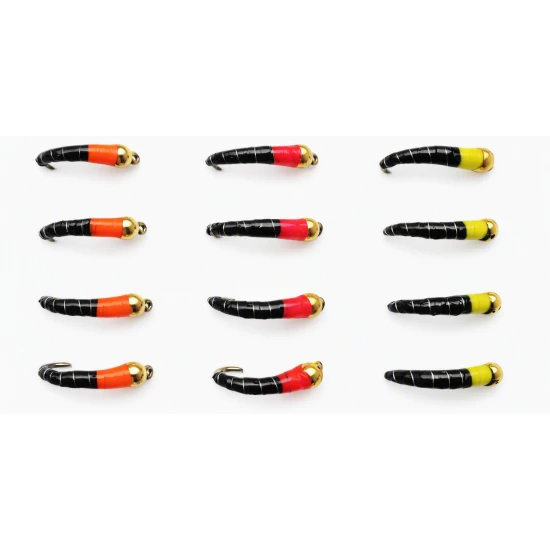 12 Goldhead Okey Dokey - red,orange, yellow - Blacks