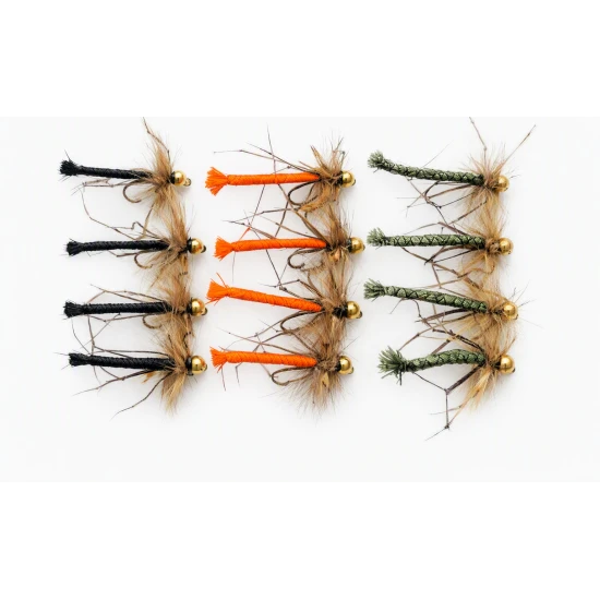 12 Goldhead detached Daddy Long Legs - Orange, Black, Olive