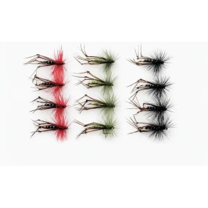 12 Hoppers, Coloured Hackles - black, claret, olive