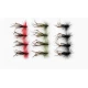 12 Hoppers, Coloured Hackles - black, claret, olive