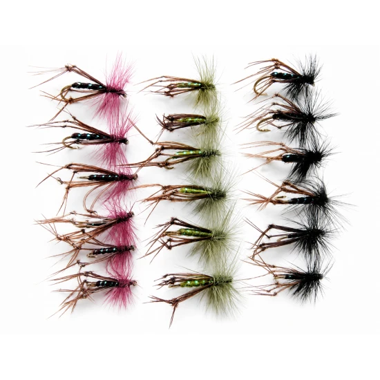 18 Hoppers- Coloured Hackles - Claret, Black, Olive
