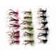 18 Hoppers- Coloured Hackles - Claret, Black, Olive