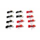 12 Dry Flies - Foam Ants, Black and Red