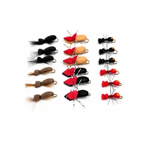 18 Dry Flies - Beetles and Foam Ants inc Hi Viz, Ants and Standard
