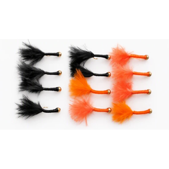 12 Goldhead Copper Wire - Orange and Black Marabou