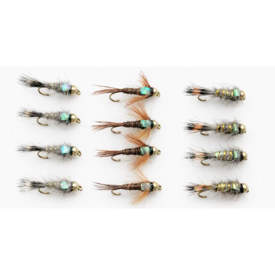 12 Goldhead Nymph - Flash Hares Ear/Pheasant Tail (3 types)